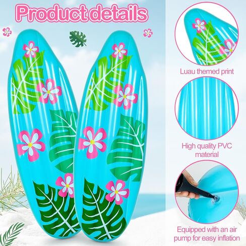 60 Inch Luau Inflatable Surfboard for Beach Inflatable Surf Board Luau Decoration Tropical Inflatable Pool Surfboard Float for Surf Hawaiian Theme Summer Sea Party in Saudi Arabia