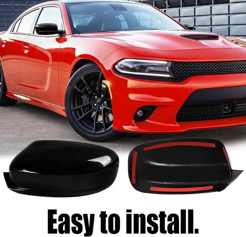 1Pair Door Side Mirror Covers Caps Fit for 2011-2014 Chrysler 200 for 2011-2018 Chrysler 300 Glossy Black Mirror Cap Covers in Saudi Arabia