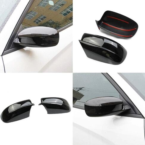 1Pair Door Side Mirror Covers Caps Fit for 2011-2014 Chrysler 200 for 2011-2018 Chrysler 300 Glossy Black Mirror Cap Covers in Saudi Arabia