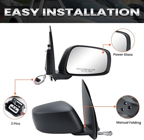 Right Passenger Side Mirror Compatible with Nissan Frontier 2005-2021 Power Manual Folding Non-Heated in Kuwait