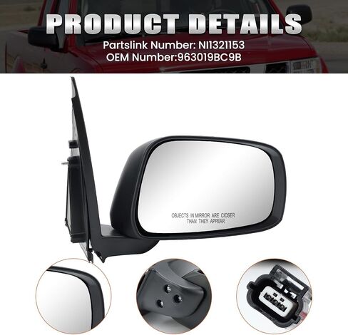 Right Passenger Side Mirror Compatible with Nissan Frontier 2005-2021 Power Manual Folding Non-Heated in Kuwait