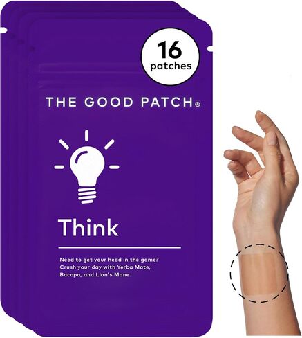 The Good Patch Think Wellness Patches - Plant Powered with Caffeine, Yerba Mate, Bacopa and Lion’s Mane (16 Total Patches) in Saudi Arabia