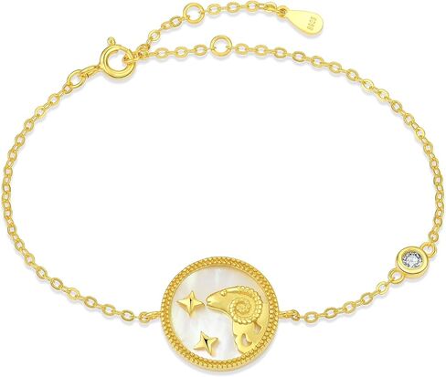 سوار كوكبة النشومية Zodiac 925 Sterling Silver 18K Gold Plated Pracelet Dainty القابلة للتعديل للنساء in Saudi Arabia