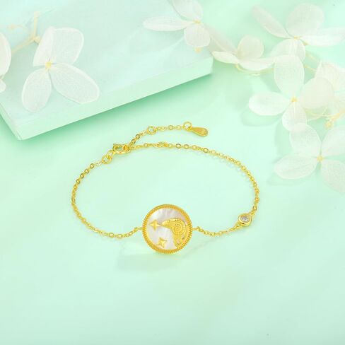 سوار كوكبة النشومية Zodiac 925 Sterling Silver 18K Gold Plated Pracelet Dainty القابلة للتعديل للنساء in Saudi Arabia