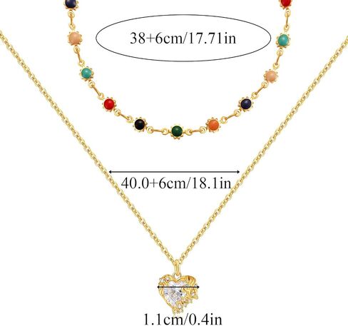 Layered Heart Necklaces for Women 3 Piece Set of 18k Gold Plated Stainless Steel Dainty Layered Choker Necklace Adjustable Length Trendy Multi Layer Chains for Wife Birthday Valentine's Day in Saudi Arabia
