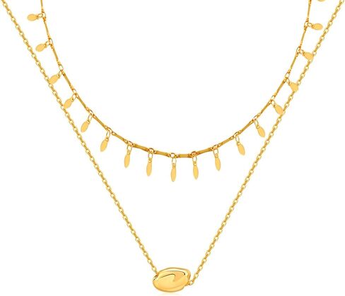 Layered Heart Necklaces for Women 3 Piece Set of 18k Gold Plated Stainless Steel Dainty Layered Choker Necklace Adjustable Length Trendy Multi Layer Chains for Wife Birthday Valentine's Day in Saudi Arabia
