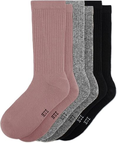 HUE Men's Casual Ribbed Must-Have Crew Lightweight Athletic Super Soft Socks 3 Pair Pack in Saudi Arabia