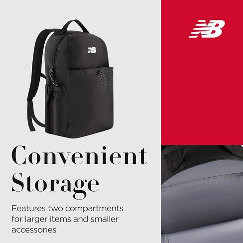 New Balance Essentials Laptop Backpack, Casual Commuter Travel Bag for Men and Women, Black, 17.5 Inches in Saudi Arabia