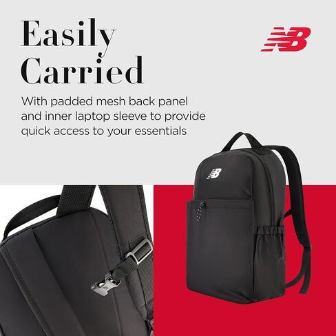 New Balance Essentials Laptop Backpack, Casual Commuter Travel Bag for Men and Women, Black, 17.5 Inches in Saudi Arabia