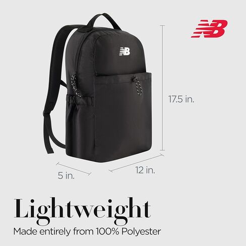 New Balance Essentials Laptop Backpack, Casual Commuter Travel Bag for Men and Women, Black, 17.5 Inches in Saudi Arabia