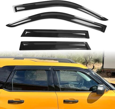 Modern-Depo Window Visor Rain Guards Vent Deflectors, Compatible with 2021-2025 Ford Bronco Sport 4DR, Slim Style Black Tape-On Side Car Window Visors, 4PCS in Kuwait