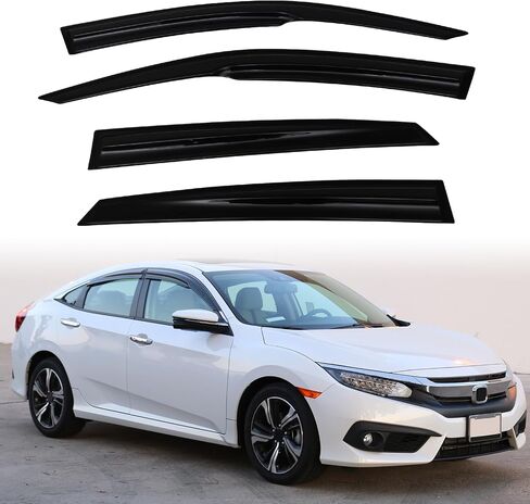 Modern-Depo Window Visor Rain Guards Vent Deflectors, Compatible with 2021-2025 Ford Bronco Sport 4DR, Slim Style Black Tape-On Side Car Window Visors, 4PCS in Kuwait