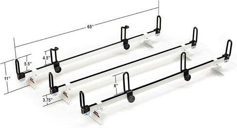 Vantech Heavy Duty 3 Bar Ladder Roof Rack Compatible with: Ford Transit Cargo Van Low Roof (White) in Kuwait