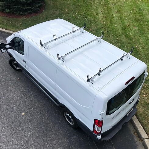 Vantech Heavy Duty 3 Bar Ladder Roof Rack Compatible with: Ford Transit Cargo Van Low Roof (White) in Kuwait