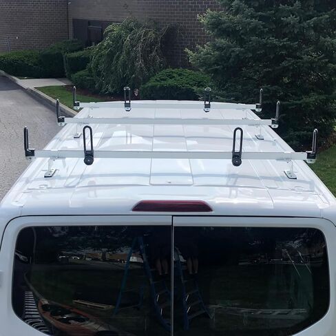 Vantech Heavy Duty 3 Bar Ladder Roof Rack Compatible with: Ford Transit Cargo Van Low Roof (White) in Kuwait