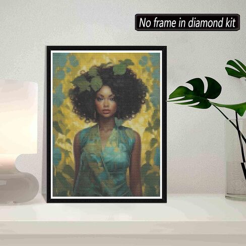 Skryuie 5d African Man Man Painting Kits - Diy Diamond Art Kits للبالغين الأمريكيين من أصل أفريقي ، تدريبات مستديرة كاملة - غرزة Crystal Cross - Craft Craft for Wall & Office - 12x16 inch 2 in Kuwait