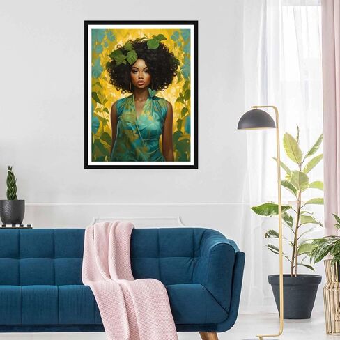 Skryuie 5d African Man Man Painting Kits - Diy Diamond Art Kits للبالغين الأمريكيين من أصل أفريقي ، تدريبات مستديرة كاملة - غرزة Crystal Cross - Craft Craft for Wall & Office - 12x16 inch 2 in Kuwait