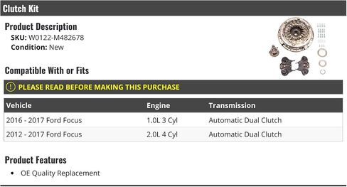 مجموعة القابض - متوافقة مع 2012-2017 Ford Focus (القابض التلقائي المزدوج) in Saudi Arabia