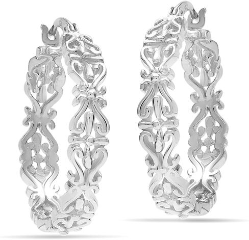 LeCalla 925 Sterling Silver Jewelry Love Heart Infinity Linked Click-Top Hoop Earrings for Women in Saudi Arabia