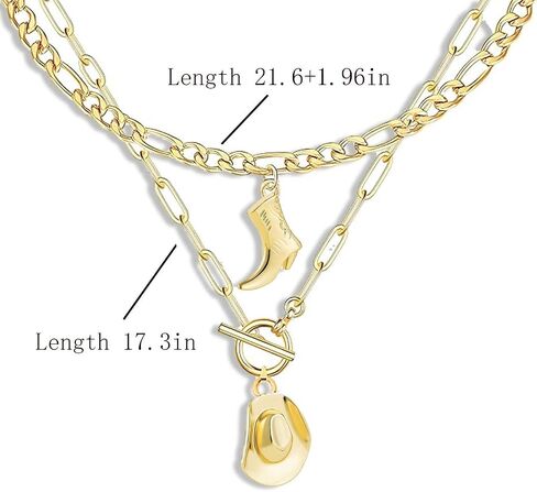 Cowgirl Necklaces for Women Cowboy Boot Hat Charm Country Western Gold Silver Necklaces Jewelry Gift in Saudi Arabia