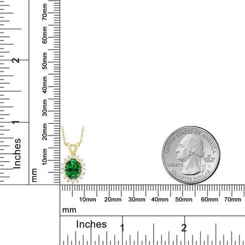 GEM Stone King 18K الذهب الأصفر المطلي بالفضة البيضاوية الأحجار الكريمة القلادة القلادة | بيضاوي 8x6mm | قلادة هالو قلادة للنساء | بسلسلة 18 بوصة in Saudi Arabia