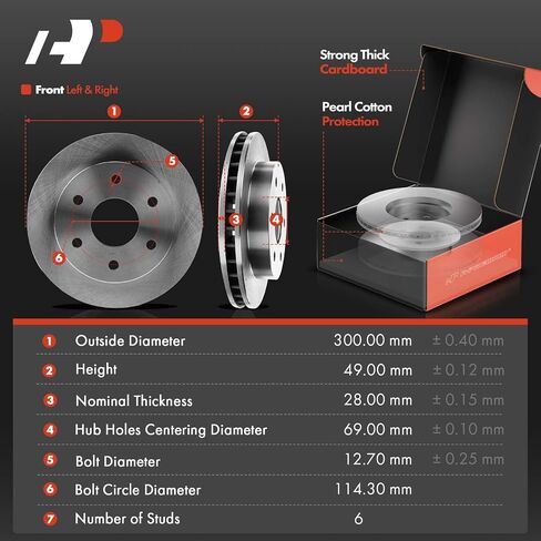 A-Premium 11.82 Inch (300mm) دوارات فرامل القرص المتنفيرة الأمامية + مجموعة منصات السيراميك متوافقة مع طرز Hyundai و KIA-Santa Fe 2010-2012 ، Sorento 2011-2013 ، 6-PC Set in Saudi Arabia