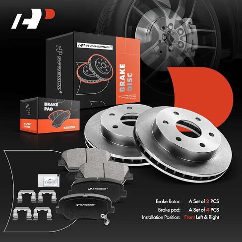 A-Premium 11.82 Inch (300mm) دوارات فرامل القرص المتنفيرة الأمامية + مجموعة منصات السيراميك متوافقة مع طرز Hyundai و KIA-Santa Fe 2010-2012 ، Sorento 2011-2013 ، 6-PC Set in Saudi Arabia