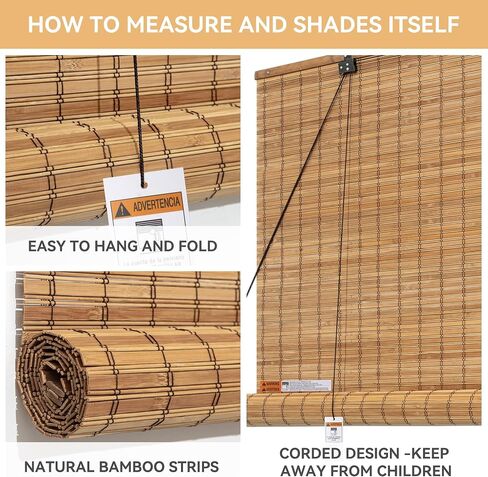 Bamboo Blinds for Interior Windows, Light Filtering Cordless Bamboo Roll Up Shades,Roller Window Blinds Curtain for Home, Living Room, Dining Room, Blinds Size: 48" W x 72" H in Saudi Arabia