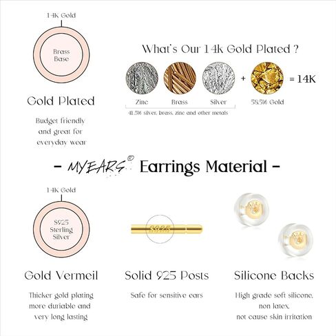 أقراط مسمار myears للنساء من زهرة الذهب ذات أربع أوراق من أربعة أشهر من الحجر 14 كيل in Kuwait