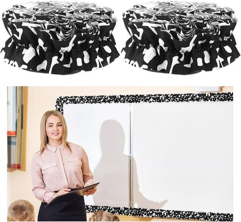 2 Roll 66 ft Ruffled Bulletin Board Borders DIY Burlap Decorative Scalloped Classroom Borders for Bulletin Board Trim Decorations Classroom Decor for Wall(Black and White Dots) in Kuwait