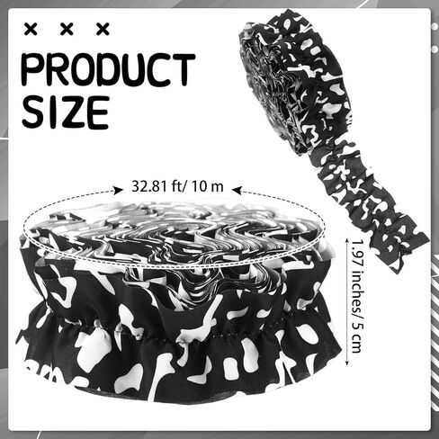 2 Roll 66 ft Ruffled Bulletin Board Borders DIY Burlap Decorative Scalloped Classroom Borders for Bulletin Board Trim Decorations Classroom Decor for Wall(Black and White Dots) in Kuwait