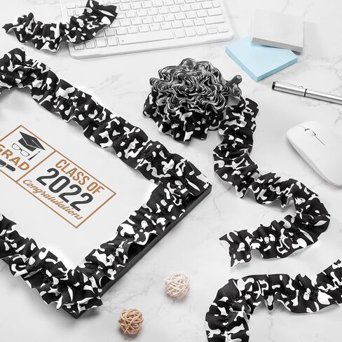 2 Roll 66 ft Ruffled Bulletin Board Borders DIY Burlap Decorative Scalloped Classroom Borders for Bulletin Board Trim Decorations Classroom Decor for Wall(Black and White Dots) in Kuwait