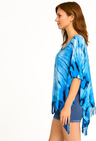 ATM Tie Dye Poncho Caftan Kaftan Blouse Tops Cover Up Real Handmade Plus Size in Saudi Arabia