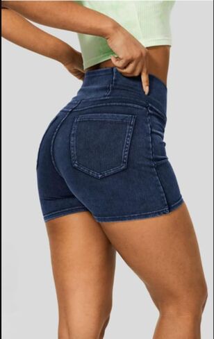 High Waisted Jeans Shorts for Women Stretchy Shorts Crossover Denim Summer Bermuda Pants with Pockets Summer in Saudi Arabia