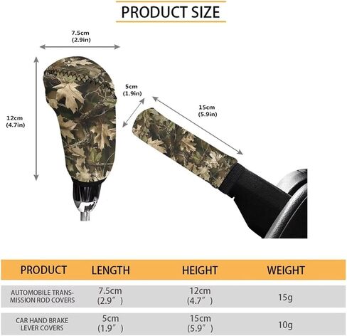 Hunting Camo Pattern 2 Pieces Car Gear Shift Cover Set for Women Men, Non-Slip Auto Gear Shift Knob Protector with Handbrake Cover Automotive Interior Decoration in Kuwait