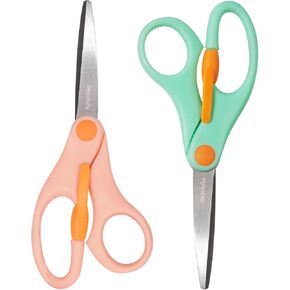مقص طلاب صغيرون مقصون ، تصميم مضاد للبينش لقطع ورق الأطفال ， الأعمار من 4 إلى 8 ، 5 بوصات (2Pack） (Orange+Pink) in Kuwait