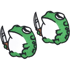 2pcs Cute Frog Driving Embroidered Iron on Patches for Clothing, Sew on/Iron on Patches for Clothing, T-Shirts, Jackets, Backpacks, Jeans, Hats, Clothes Decorations in Kuwait