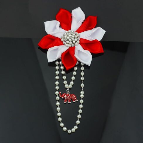 Soror Gift for Women Pearl Flower Brooch Pin with Red Elephant Greek Sorority Paraphernalia Gift Sisterhood Jewelry for Soror in Kuwait