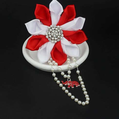 Soror Gift for Women Pearl Flower Brooch Pin with Red Elephant Greek Sorority Paraphernalia Gift Sisterhood Jewelry for Soror in Kuwait