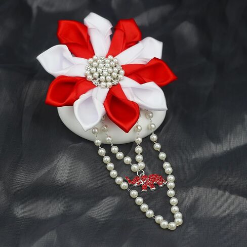 Soror Gift for Women Pearl Flower Brooch Pin with Red Elephant Greek Sorority Paraphernalia Gift Sisterhood Jewelry for Soror in Kuwait