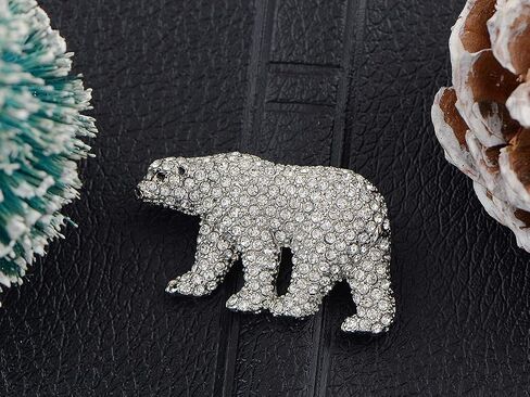 Alilang Women's Polar Bear Brooch Clear Clears Christmas Winter Holiday Pin Shawr Brooch in Kuwait
