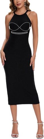 anyfitting نساء بنيت في BRA Bodycon Sparkly Holidady الفساتين الرسمية لليلة التاريخ in Kuwait