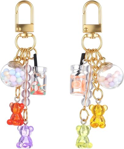 2Pcs Cute Resin Bear Keychains for Women - Kawaii Cell Phone Keyring Pendants Bag Charms, Wallet Purse Backpack Keychain, Candy Key Chains Cute for Women Girls in Saudi Arabia