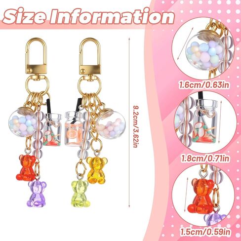 2Pcs Cute Resin Bear Keychains for Women - Kawaii Cell Phone Keyring Pendants Bag Charms, Wallet Purse Backpack Keychain, Candy Key Chains Cute for Women Girls in Saudi Arabia