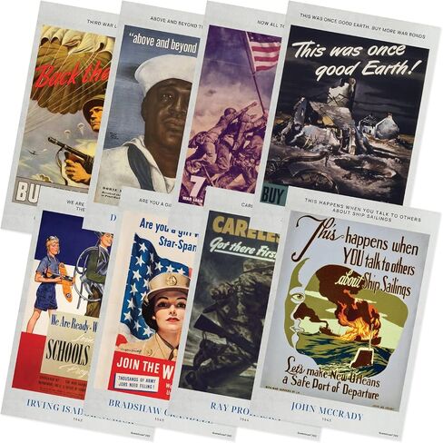Quarterhouse American War Paintings Poster Set, Social Studies Classroom Learning Materials for K-12 Students and Teachers, Set of 10, 12 x 18 Inches, Extra Durable in Kuwait