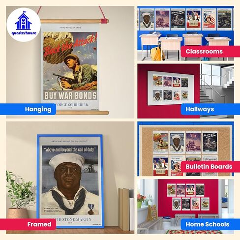 Quarterhouse American War Paintings Poster Set, Social Studies Classroom Learning Materials for K-12 Students and Teachers, Set of 10, 12 x 18 Inches, Extra Durable in Kuwait