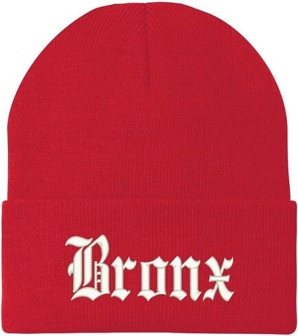 Trendy Apparel Shop Old English Font Bronx City Embroidered Winter Long Cuff Beanie in Saudi Arabia