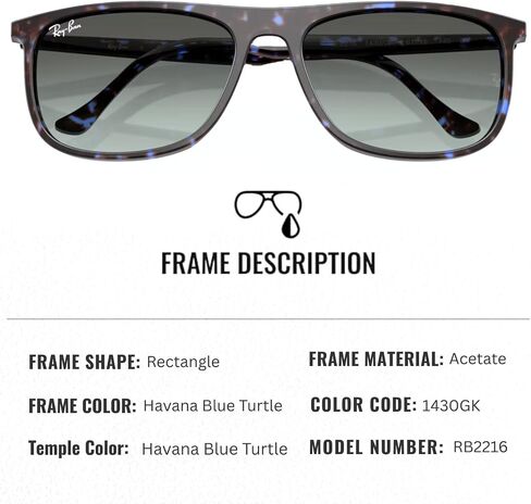 Ray-Ban RB2216 مستطيل الشكل الشمسي مع حزمة مجموعة النظارات الرسمية in Kuwait