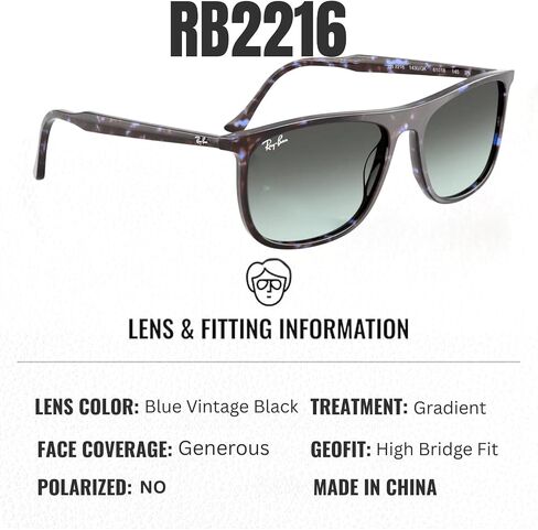 Ray-Ban RB2216 مستطيل الشكل الشمسي مع حزمة مجموعة النظارات الرسمية in Kuwait