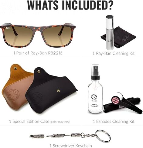Ray-Ban RB2216 مستطيل الشكل الشمسي مع حزمة مجموعة النظارات الرسمية in Kuwait
